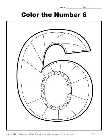 Color The Number 6 Preschool Number Worksheet