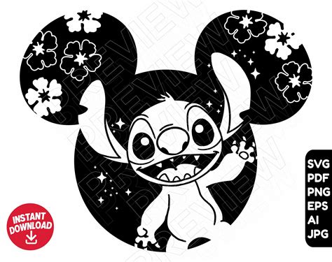 Stitch SVG Ears Svg Png Clipart Cut File Silhouette Etsy Ireland