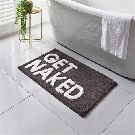 Get Naked Tufted Bath Mat Charcoal Bathroom Accessories B M