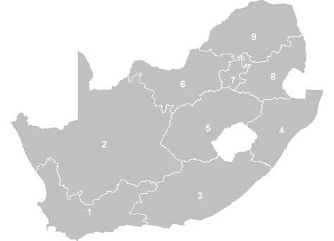 South Africa Provinces Numbered MapSof Net