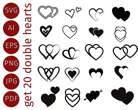 Svg Heart Bundle Double Hearts For Valentine S Day The Symbol Of