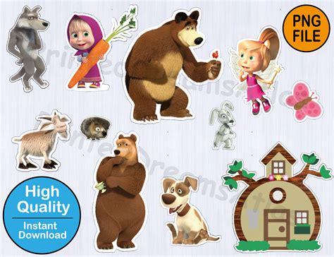 Masha Y El Oso Vector Png Pegatina Clipart Masha Y El Oso 46 Off