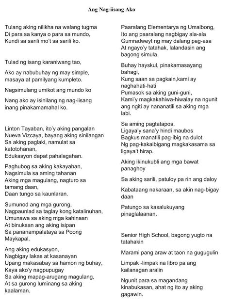 Gumawa Ng Tula Tungkol Sa Sarili Brainly Ph