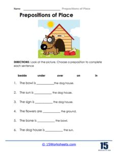 Prepositions Of Place Worksheets