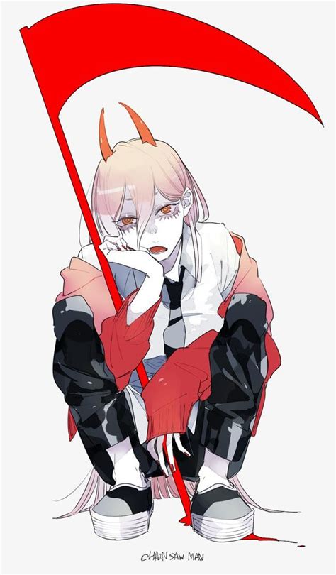 An Anime Character Holding A Red Umbrella With Horns On Its Head And Hands