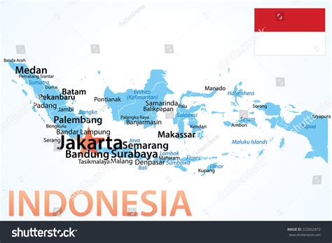 Indonesia Map Largest Cities Carefully Scaled 库存矢量图（免版税）222602872