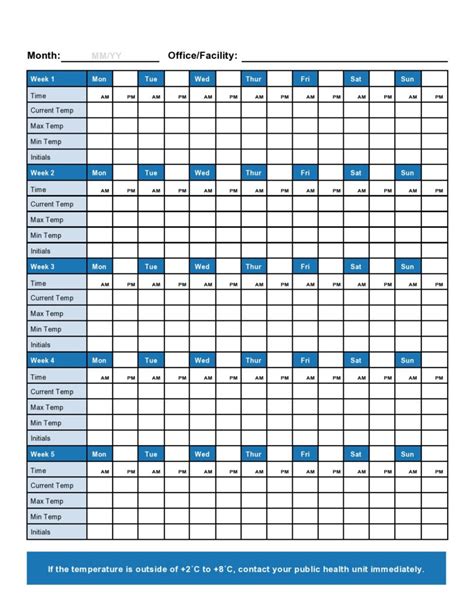 40 Printable Temperature Log Sheets Word Excel Pdf