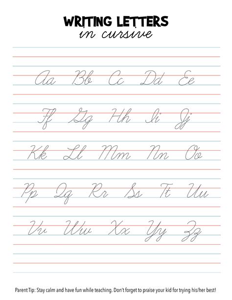 Alphabet Printable Cursive Writing Practice Sheets