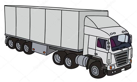 Semi Trailer Dibujo Camión De Remolque Semi — Vector De Stock © 2v