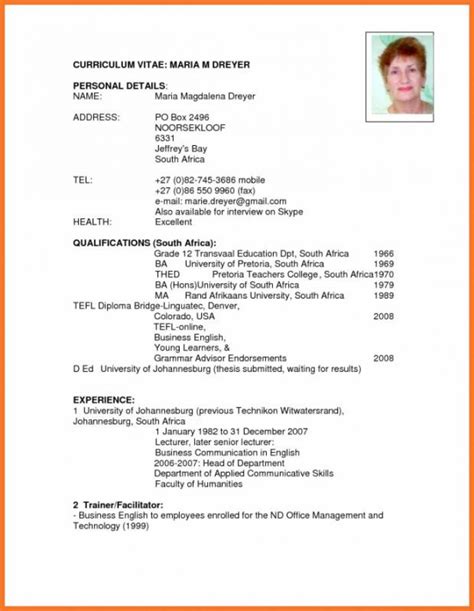 50 Professional Cv Layout South Africa For Your Needs