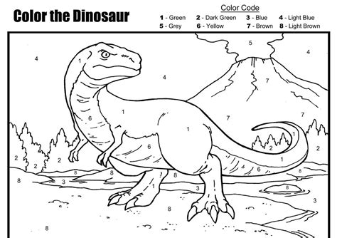 Dinosaur Color By Number Printable