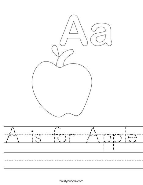 A Is For Apple Worksheet Twisty Noodle