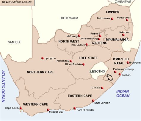 Map Of South Africa With Provinces And Capital Cities Map Of Africa