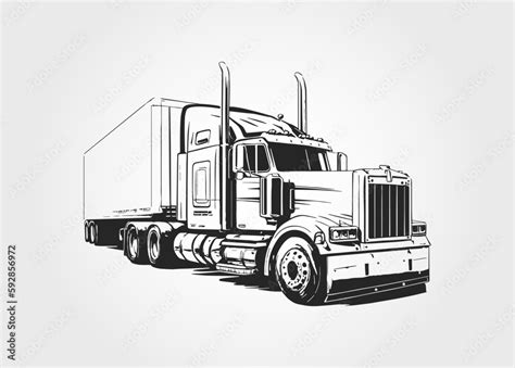 Semi Truck Vector Lorry Freight Transportation Modern Flat Vector