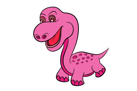 Pink Dinosaur Cartoon Character On White Isolated Background 7166346