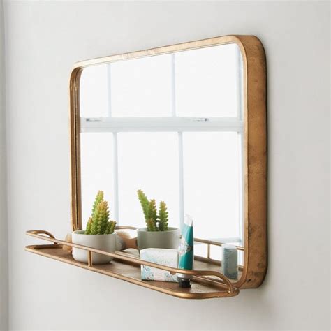 Buy wooden frame bathroom mirrors and get the best deals at the lowest prices on ebay! Metal Mirror with Shelf - Large | Mirror with shelf, Metal ...