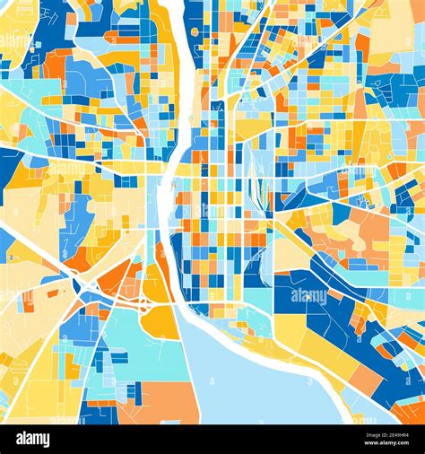 Color Art Map Of Columbus Georgia Unitedstates In Blues And Oranges