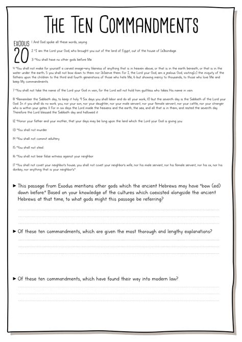 14 Best Images Of Free Printable 10 Commandments Worksheets Free