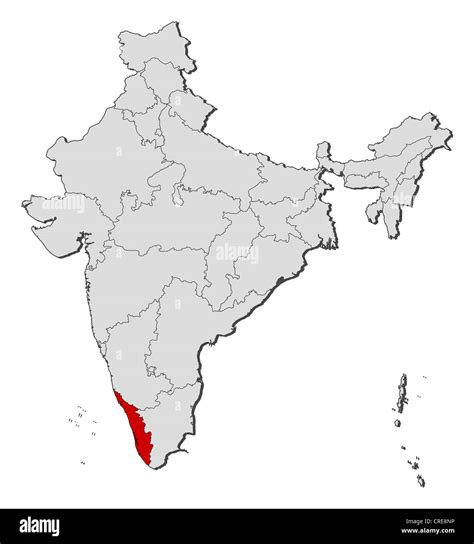 Political Map Of India With The Several States Where Kerala Is