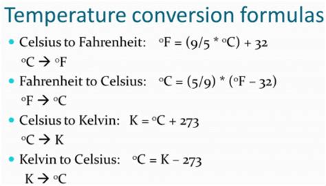 Different Temperature Conversion Formulas