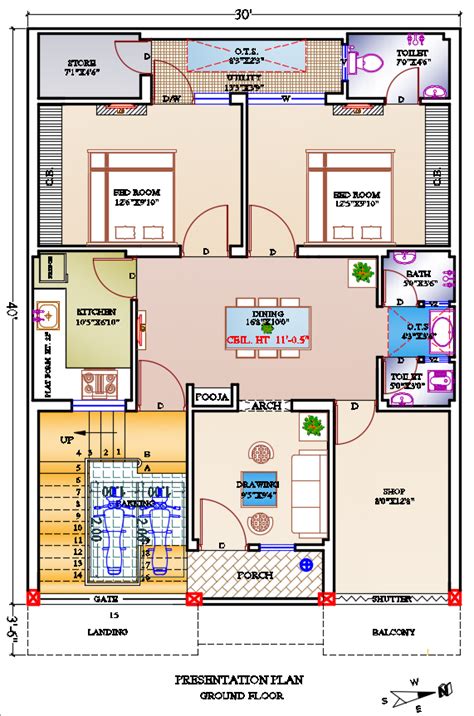 30x40 Residential House Plan Cad Files Dwg Files Plans And Details