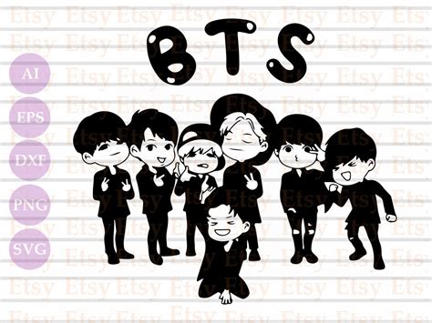 Bts Svg Adorable Tinytan Bts Members Under The Logo Svg Svg Etsy