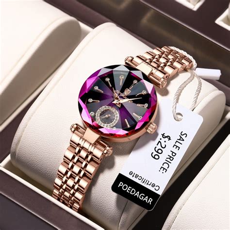 Poedagar Women Watch Luxury Jewelry Diamond Design Quartz Ladies