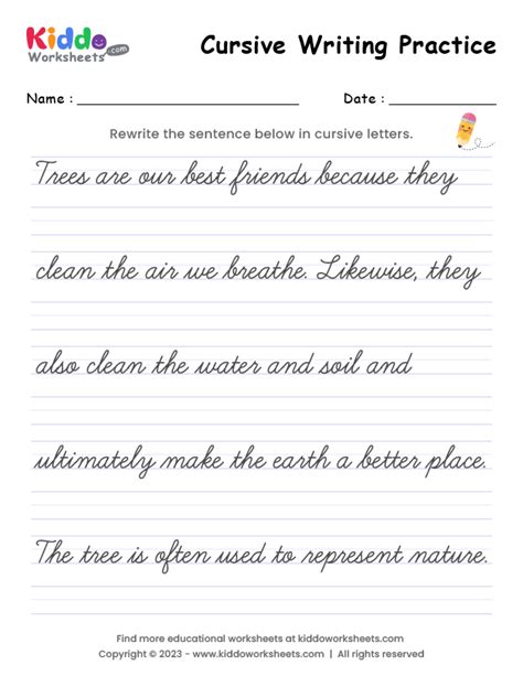 Free Printable Cursive Writing Worksheet 4 Kiddoworksheets