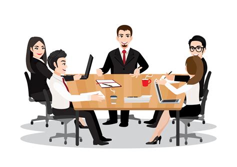 Cartoon Character With Business People Discussing Together In