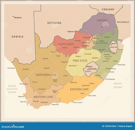 South Africa Map Vector Illustration Stock Illustration