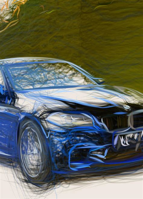 Bmw M5 F10 Drawing 6 Digital Art By Carstoon Concept Pixels