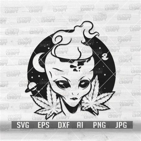 Alien Weed Svg Smoking Joint Clipart Cannabis Cutfile Inspire