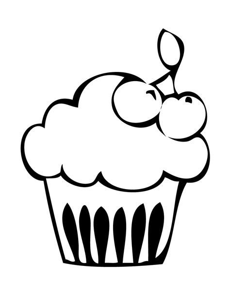 Gambar Printable Cupcake Coloring Page Foods Pages Cute Cupcakes Di