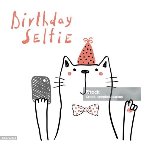 Cute Cat Birthday Card Stock Illustration Download Image Now Animal