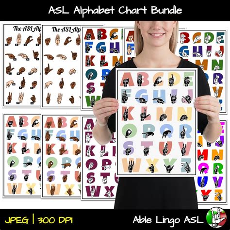 Sign Language Alphabet Chart Bundle Asl Abcs Chart Sign Language Abcs