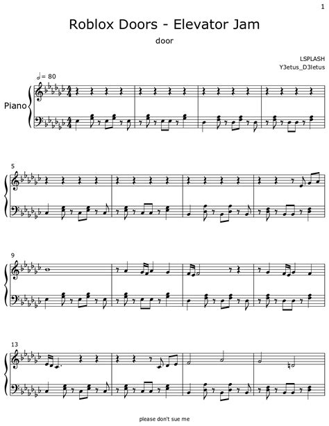 Roblox Doors Elevator Jam Sheet Music For Piano