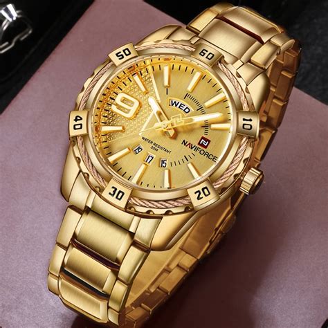 Αγορά Άνδρες S ρολόγια Naviforce Luxury Brand Mens Sport Watch Gold