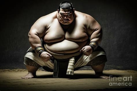 Japanese Sumo Wrestler In Concentrated Position Ai Generated