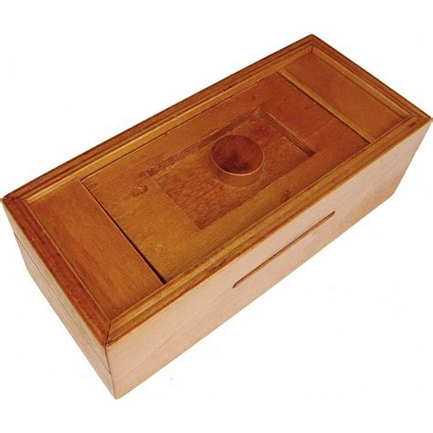 Secret Opening Box Button Bank Wooden Puzzle Boxes Puzzle Master Inc