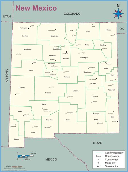 New Mexico County Map Printable