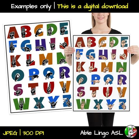 Sign Language Alphabet Chart Bundle Asl Abcs Chart Sign Etsy