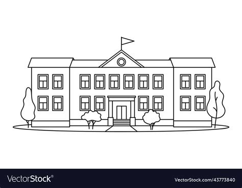 How To Draw A School Building For Kids