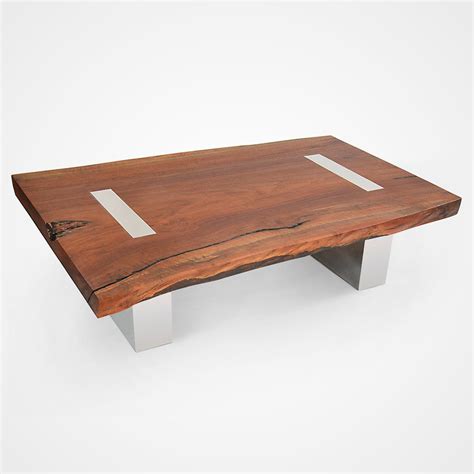 This coffee table's top can be lifted off and the legs can be folded flat to allow for easy storage. Single Slab Walnut Coffee Table - Polished Aluminum Legs ...