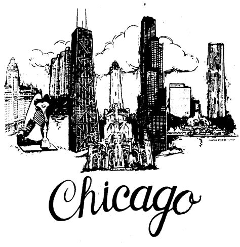 Chicago Skyline Line Drawing Chicago Skyline Outline Drawing