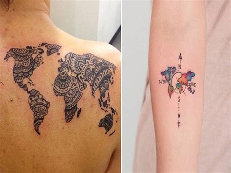 Best World Map Tattoo Designs Watercolor Map Watercolor Tattoo Cool