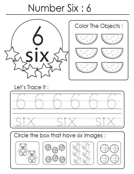 Maths Worksheet For Nursery Number 6 Coloring Free Pdf Worksheets