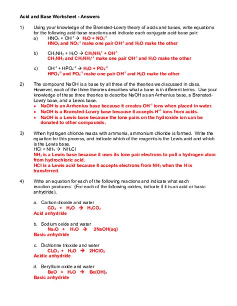 Acids and bases are everywhere in our lives. Bronsted Lowry Acids And Bases Worksheet : Bronsted-lowry ...