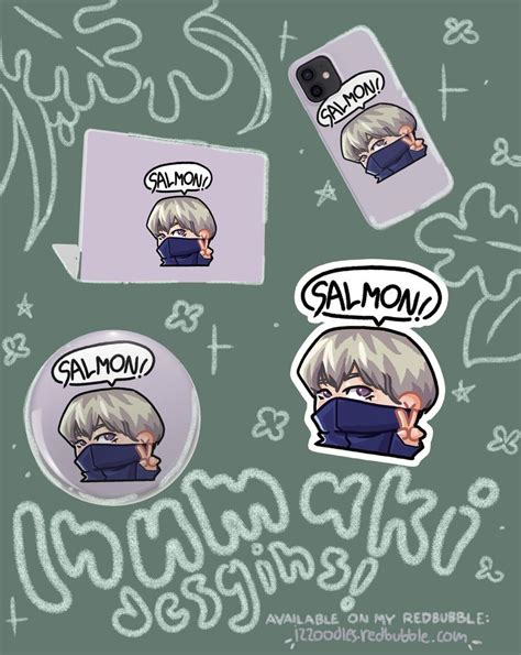 Salmon L Chibi Toge Inumaki L Jujutsu Kaisen Sticker By Izzoodles