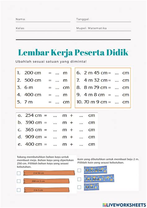 Konversi Ukuran Panjang Worksheet In Reading Comprehension