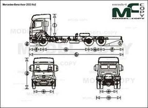 Mercedes Benz Axor 2533 6x2 2D Drawing Blueprints 41101 Model